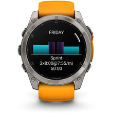Load image into Gallery viewer, Garmin fenix 8 - 51mm AMOLED Sapphire Titanium with spark orange/graphite silicone band