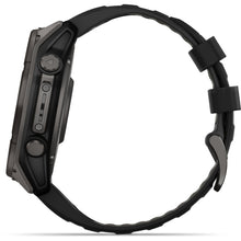 Load image into Gallery viewer, Garmin fenix 8 - 51mm Solar Sapphire Carbon gray DLC titanium with black/pebble gray silicone band