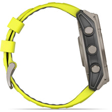 Load image into Gallery viewer, Garmin fenix 8 - 51mm Solar Sapphire Titanium with amp yellow/graphite silicone band