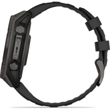 Load image into Gallery viewer, Garmin fenix 8 - 47mm Solar Sapphire Carbon gray DLC titanium with black/pebble gray silicone band