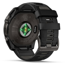 Load image into Gallery viewer, Garmin fenix 8 - 51mm Solar Sapphire Carbon gray DLC titanium with black/pebble gray silicone band
