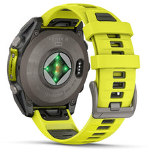 Load image into Gallery viewer, Garmin fenix 8 - 47mm Solar Sapphire Titanium with amp yellow/graphite silicone band
