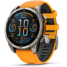 Load image into Gallery viewer, Garmin fenix 8 - 47mm AMOLED Sapphire Titanium with spark orange/graphite silicone band