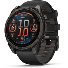 Load image into Gallery viewer, Garmin fenix 8 - 47mm AMOLED Sapphire Carbon gray DLC titanium with black/pebble gray silicone band