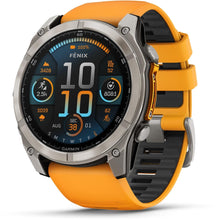 Load image into Gallery viewer, Garmin fenix 8 - 51mm AMOLED Sapphire Titanium with spark orange/graphite silicone band