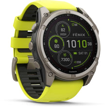 Load image into Gallery viewer, Garmin fenix 8 - 51mm Solar Sapphire Titanium with amp yellow/graphite silicone band