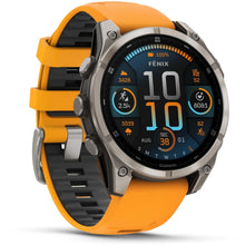 Load image into Gallery viewer, Garmin fenix 8 - 47mm AMOLED Sapphire Titanium with spark orange/graphite silicone band