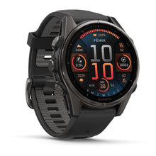 Load image into Gallery viewer, Garmin fenix 8 - 43mm AMOLED Sapphire Carbon gray DLC titanium with black/pebble gray silicone band
