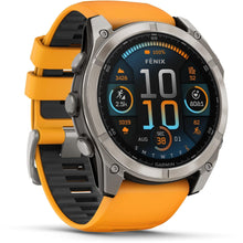 Load image into Gallery viewer, Garmin fenix 8 - 51mm AMOLED Sapphire Titanium with spark orange/graphite silicone band