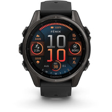 Load image into Gallery viewer, Garmin fenix 8 - 43mm AMOLED Sapphire Carbon gray DLC titanium with black/pebble gray silicone band