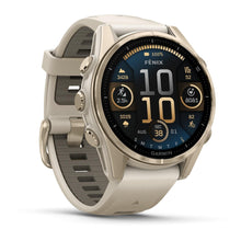 Load image into Gallery viewer, Garmin fenix 8 - 43mm AMOLED Sapphire Soft gold with fog gray/dark sandstone silicone band
