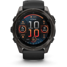Load image into Gallery viewer, Garmin fenix 8 - 51mm AMOLED Sapphire Carbon gray DLC titanium with black/pebble gray silicone band