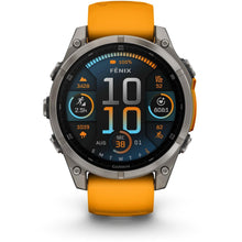 Load image into Gallery viewer, Garmin fenix 8 - 47mm AMOLED Sapphire Titanium with spark orange/graphite silicone band