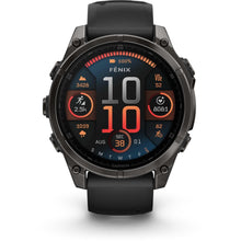 Load image into Gallery viewer, Garmin fenix 8 - 47mm AMOLED Sapphire Carbon gray DLC titanium with black/pebble gray silicone band