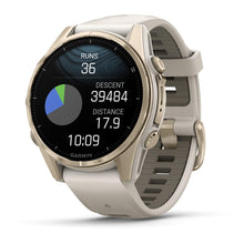 Load image into Gallery viewer, Garmin fenix 8 - 43mm AMOLED Sapphire Soft gold with fog gray/dark sandstone silicone band