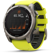 Load image into Gallery viewer, Garmin fenix 8 - 51mm Solar Sapphire Titanium with amp yellow/graphite silicone band