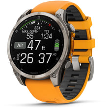 Load image into Gallery viewer, Garmin fenix 8 - 47mm AMOLED Sapphire Titanium with spark orange/graphite silicone band