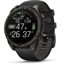 Load image into Gallery viewer, Garmin fenix 8 - 47mm AMOLED Sapphire Carbon gray DLC titanium with black/pebble gray silicone band