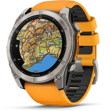 Load image into Gallery viewer, Garmin fenix 8 - 51mm AMOLED Sapphire Titanium with spark orange/graphite silicone band
