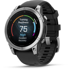Load image into Gallery viewer, Garmin fenix E – 47 mm AMOLED Stainless steel with black silicone band