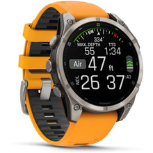 Load image into Gallery viewer, Garmin fenix 8 - 47mm AMOLED Sapphire Titanium with spark orange/graphite silicone band