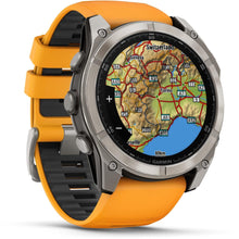 Load image into Gallery viewer, Garmin fenix 8 - 51mm AMOLED Sapphire Titanium with spark orange/graphite silicone band