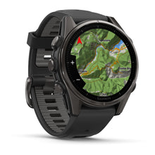 Load image into Gallery viewer, Garmin fenix 8 - 43mm AMOLED Sapphire Carbon gray DLC titanium with black/pebble gray silicone band