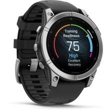 Load image into Gallery viewer, Garmin fenix E – 47 mm AMOLED Stainless steel with black silicone band
