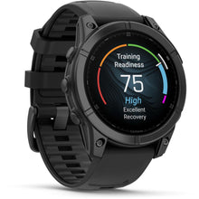 Load image into Gallery viewer, Garmin fenix E – 47 mm AMOLED Slate gray steel with black silicone band