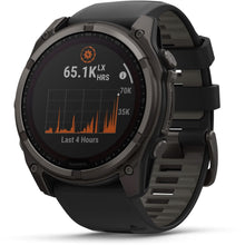 Load image into Gallery viewer, Garmin fenix 8 - 51mm Solar Sapphire Carbon gray DLC titanium with black/pebble gray silicone band