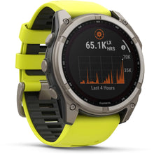 Load image into Gallery viewer, Garmin fenix 8 - 51mm Solar Sapphire Titanium with amp yellow/graphite silicone band