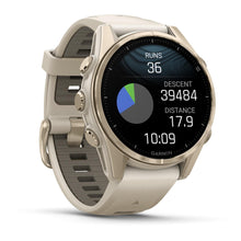 Load image into Gallery viewer, Garmin fenix 8 - 43mm AMOLED Sapphire Soft gold with fog gray/dark sandstone silicone band