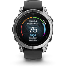 Load image into Gallery viewer, Garmin fenix E – 47 mm AMOLED Stainless steel with black silicone band