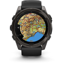 Load image into Gallery viewer, Garmin fenix 8 - 51mm AMOLED Sapphire Carbon gray DLC titanium with black/pebble gray silicone band
