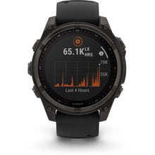 Load image into Gallery viewer, Garmin fenix 8 - 47mm Solar Sapphire Carbon gray DLC titanium with black/pebble gray silicone band