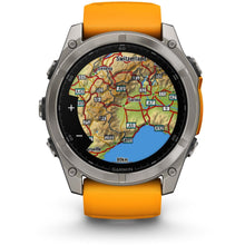 Load image into Gallery viewer, Garmin fenix 8 - 51mm AMOLED Sapphire Titanium with spark orange/graphite silicone band