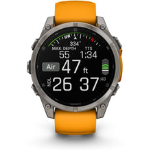 Load image into Gallery viewer, Garmin fenix 8 - 47mm AMOLED Sapphire Titanium with spark orange/graphite silicone band