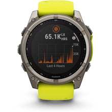 Load image into Gallery viewer, Garmin fenix 8 - 51mm Solar Sapphire Titanium with amp yellow/graphite silicone band