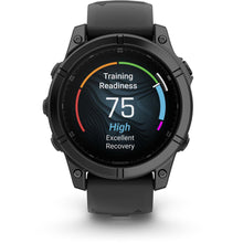 Load image into Gallery viewer, Garmin fenix E – 47 mm AMOLED Slate gray steel with black silicone band