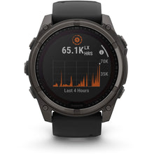 Load image into Gallery viewer, Garmin fenix 8 - 51mm Solar Sapphire Carbon gray DLC titanium with black/pebble gray silicone band