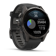 Load image into Gallery viewer, Garmin fenix 8 - 43mm AMOLED Sapphire Carbon gray DLC titanium with black/pebble gray silicone band