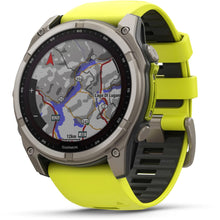 Load image into Gallery viewer, Garmin fenix 8 - 51mm Solar Sapphire Titanium with amp yellow/graphite silicone band