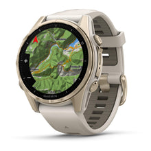 Load image into Gallery viewer, Garmin fenix 8 - 43mm AMOLED Sapphire Soft gold with fog gray/dark sandstone silicone band