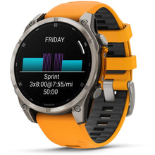 Load image into Gallery viewer, Garmin fenix 8 - 47mm AMOLED Sapphire Titanium with spark orange/graphite silicone band