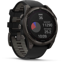Load image into Gallery viewer, Garmin fenix 8 - 47mm Solar Sapphire Carbon gray DLC titanium with black/pebble gray silicone band