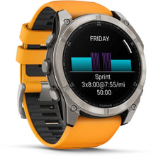 Load image into Gallery viewer, Garmin fenix 8 - 51mm AMOLED Sapphire Titanium with spark orange/graphite silicone band