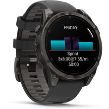Load image into Gallery viewer, Garmin fenix 8 - 47mm AMOLED Sapphire Carbon gray DLC titanium with black/pebble gray silicone band