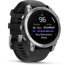 Load image into Gallery viewer, Garmin fenix E – 47 mm AMOLED Stainless steel with black silicone band
