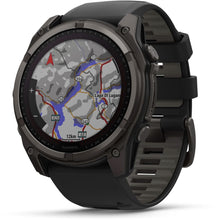 Load image into Gallery viewer, Garmin fenix 8 - 51mm Solar Sapphire Carbon gray DLC titanium with black/pebble gray silicone band