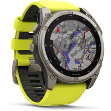 Load image into Gallery viewer, Garmin fenix 8 - 51mm Solar Sapphire Titanium with amp yellow/graphite silicone band